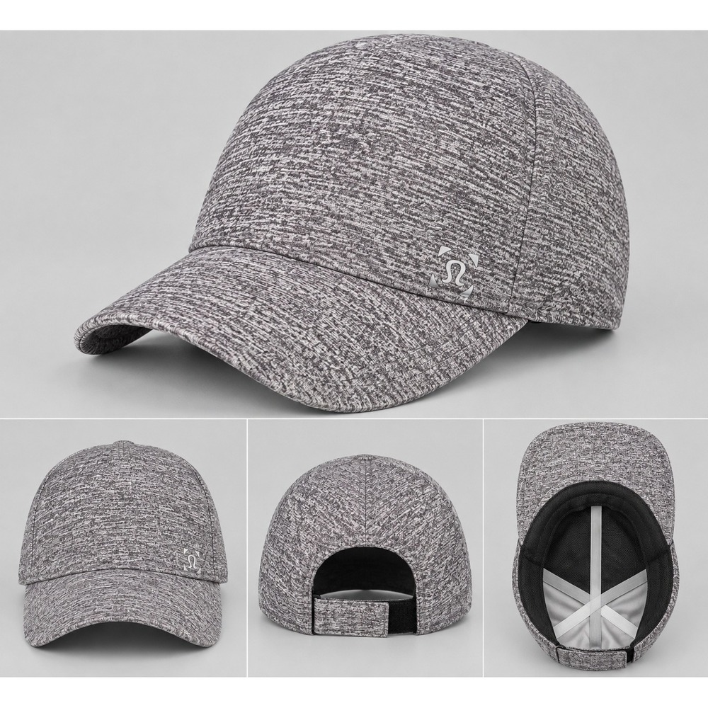 Lululemon Heathered Grey Space Dye Running Hat Adjustable Reflective Logo Cap